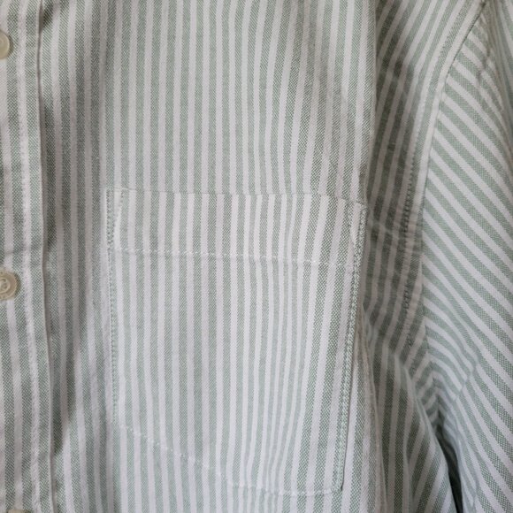 GAP Oxford Shirt Men's Large Green/White Striped Button Down Dress Shirt NWT - Picture 2 of 10